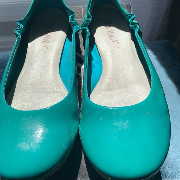 Delman turquoise patent leather 'Mona' flats - Picture 3 of 7